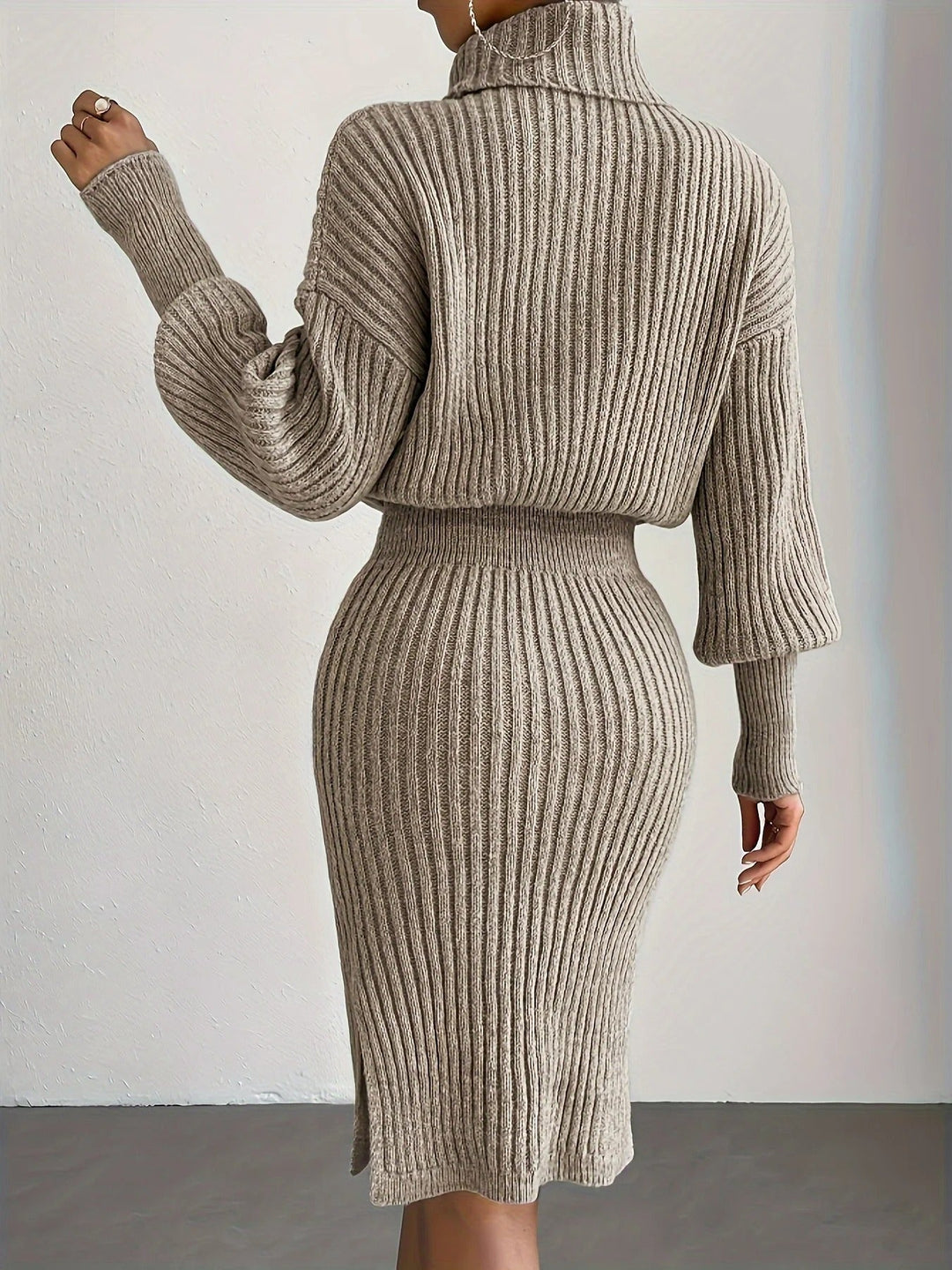 Women's Ribbed Turtleneck Sweater Dress