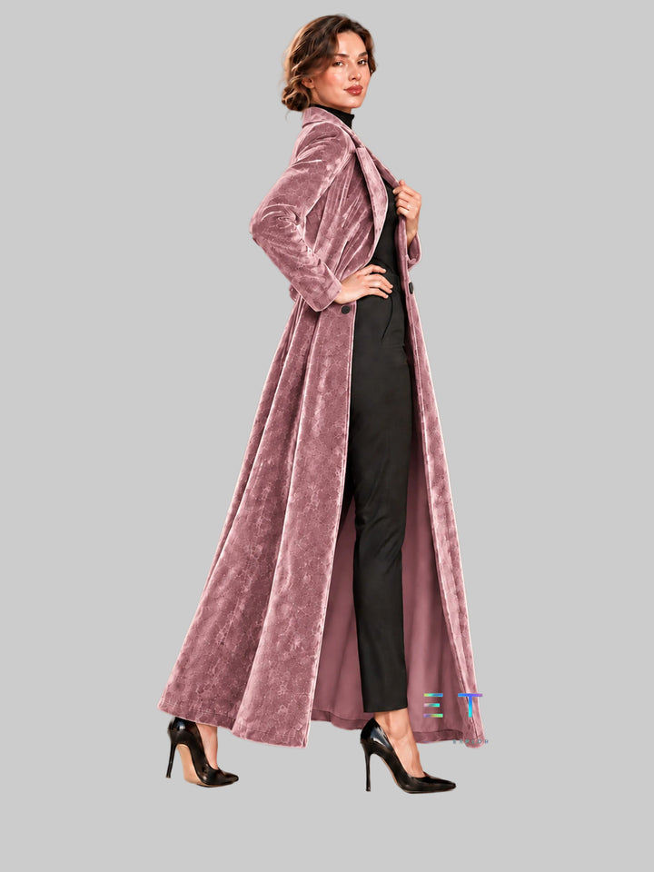 Women's Velvet Open-Front Maxi Coat