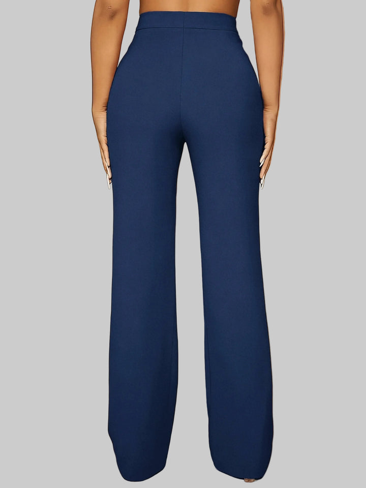 Women's Relaxed V-Neck Striped Trousers Set