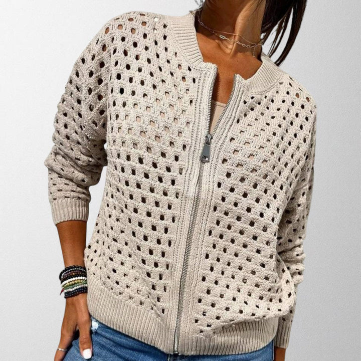 Women's Knitted Zip-Up Cardigan