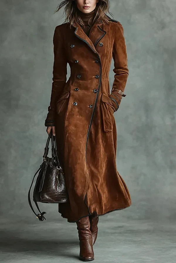 Women's Lapel Collar Midi Trench Coat