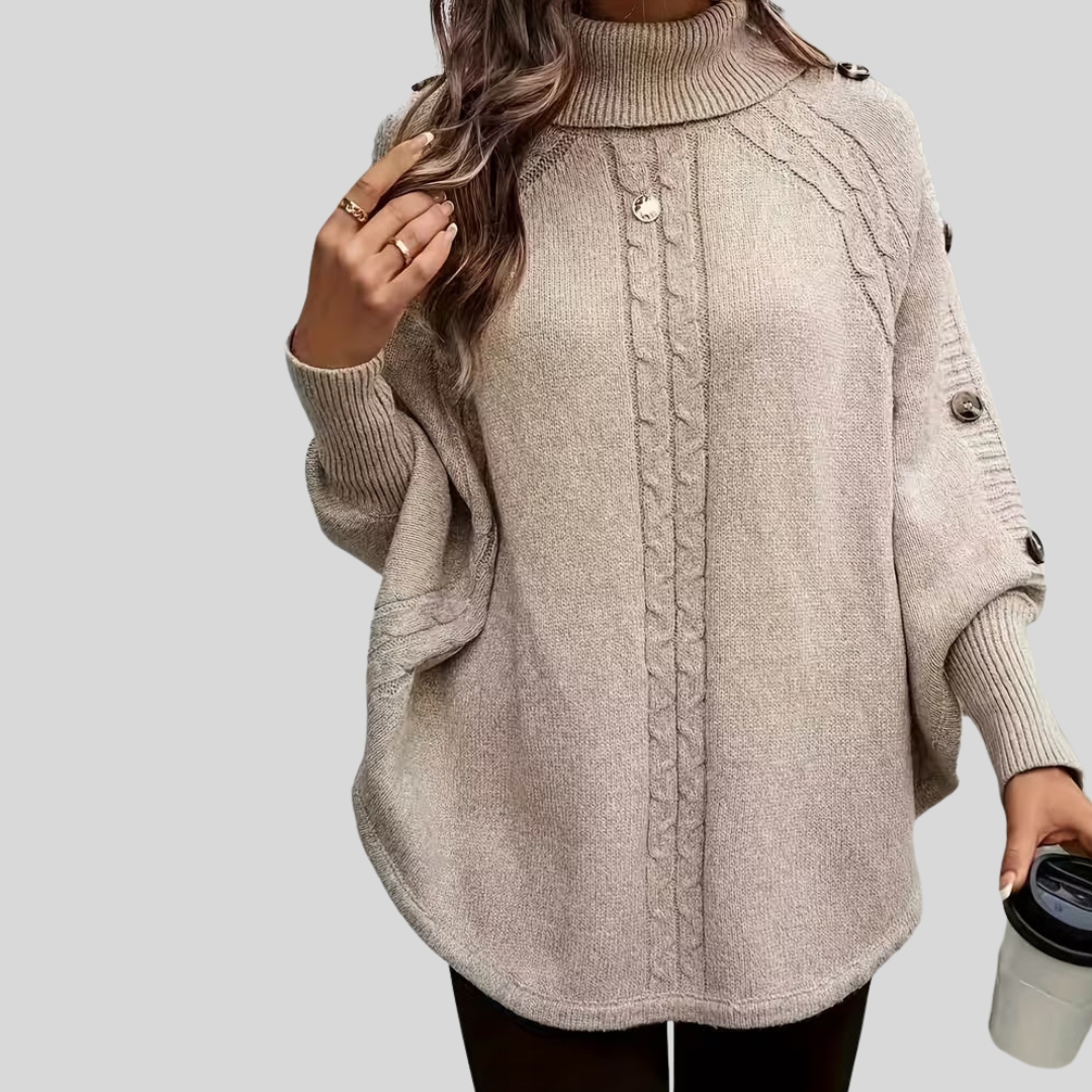 Women's Oversized Cable-Knit High-Neck Jumper