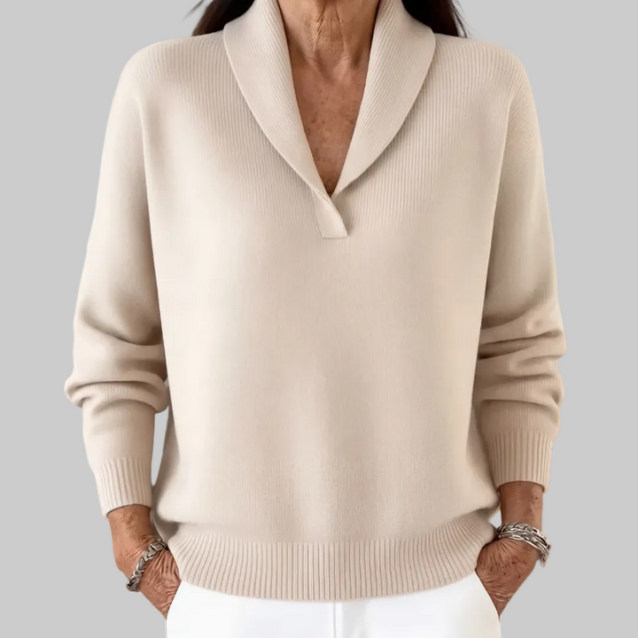 Relaxed Knit Jumper with Shawl Collar