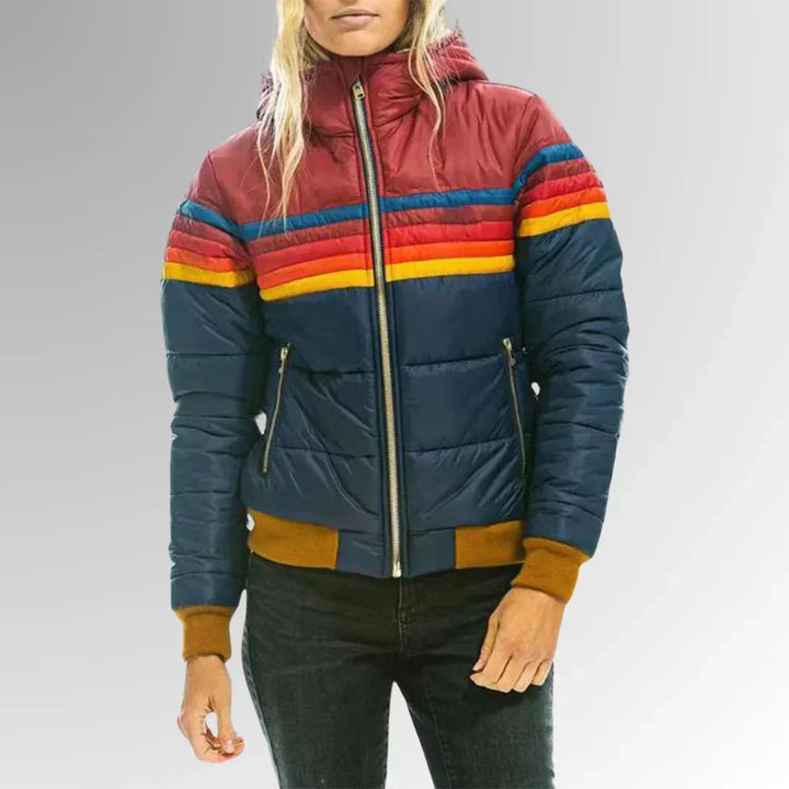 Women's Retro Striped Puffer Jacket