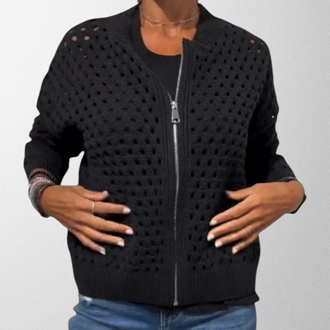 Women's Knitted Zip-Up Cardigan
