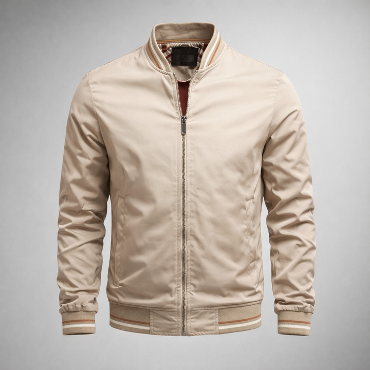 Men's Varsity Bomber Jacket with Contrast Ribbed Trim