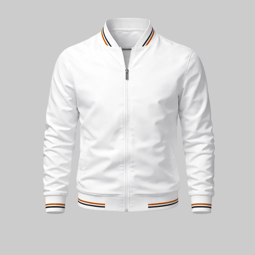 Men's Varsity Bomber Jacket with Contrast Ribbed Trim