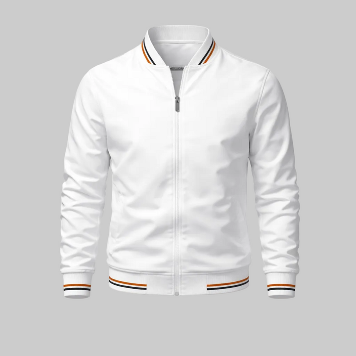 Men's Varsity Bomber Jacket with Contrast Ribbed Trim