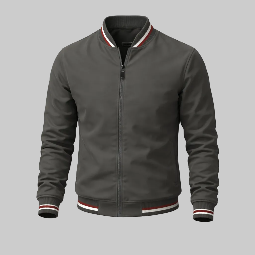Men's Varsity Bomber Jacket with Contrast Ribbed Trim