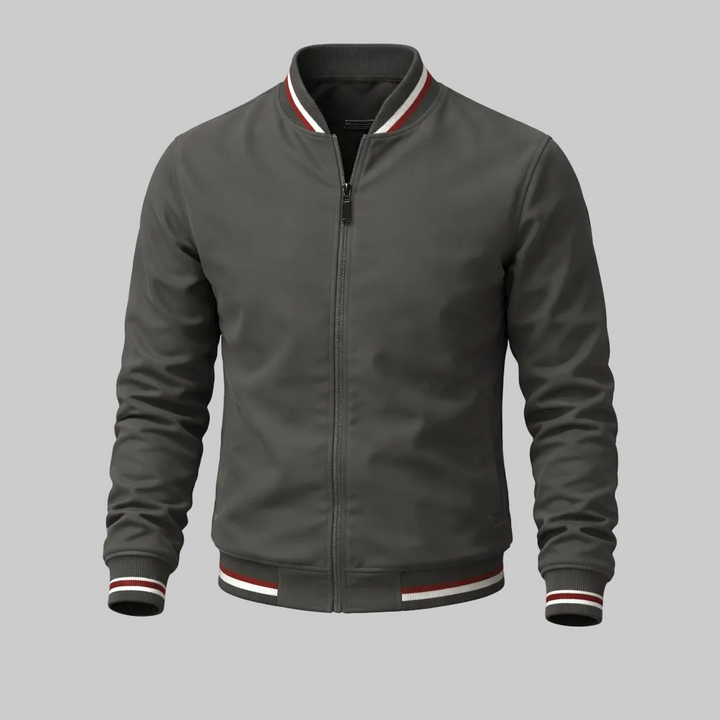 Men's Varsity Bomber Jacket with Contrast Ribbed Trim