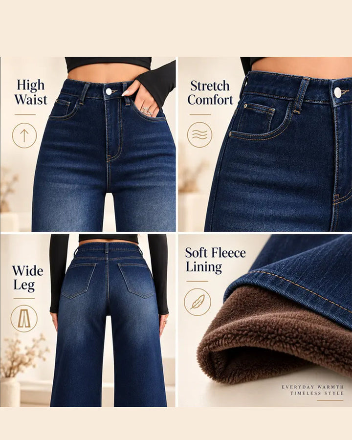 Women's Fleece-Lined Wide-Leg Jeans