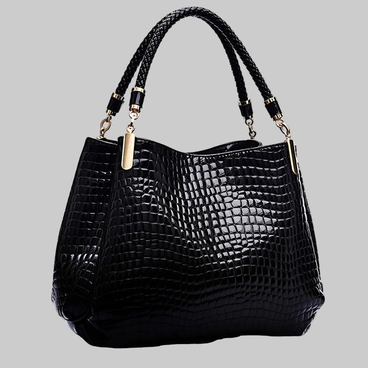 Croc-Effect Shoulder Bag with Top Handle