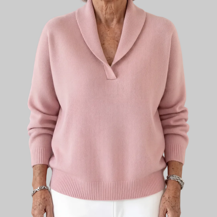 Relaxed Knit Jumper with Shawl Collar