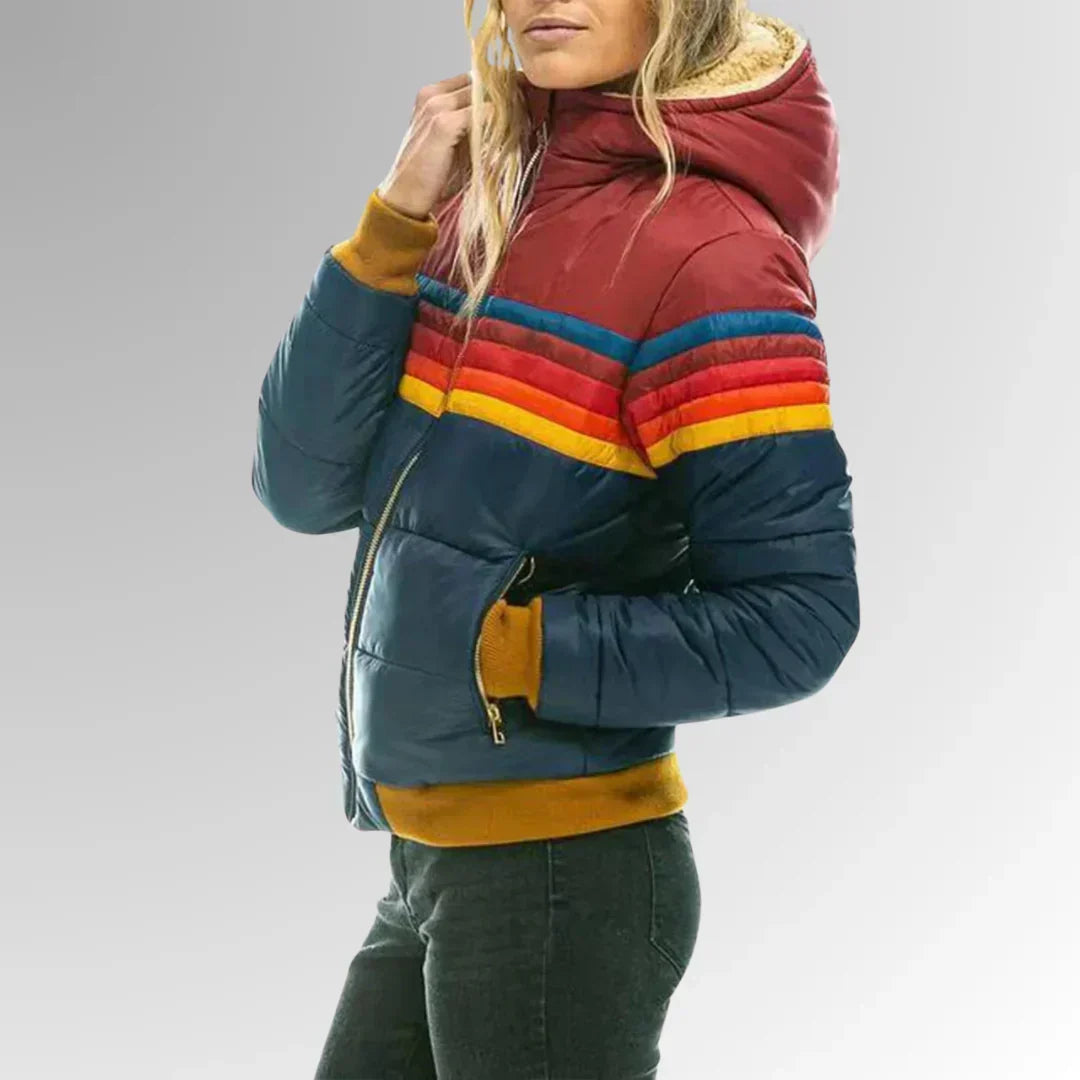 Women's Retro Striped Puffer Jacket