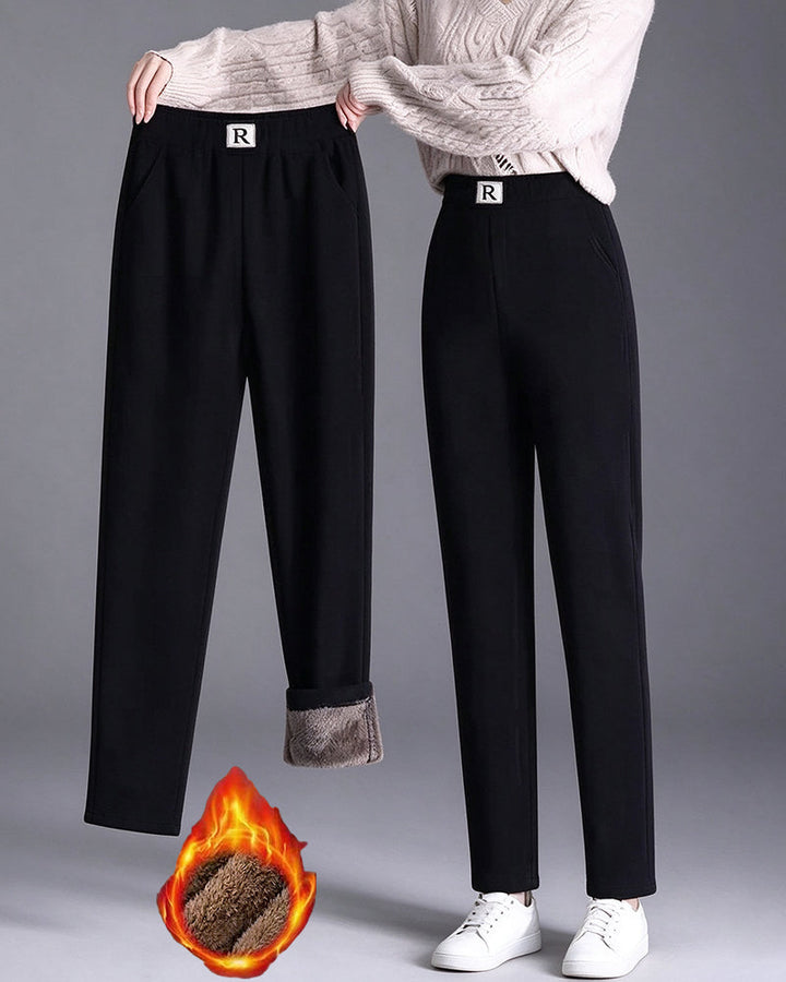 Women's High-Waist Fleece-Lined Jogger Trousers
