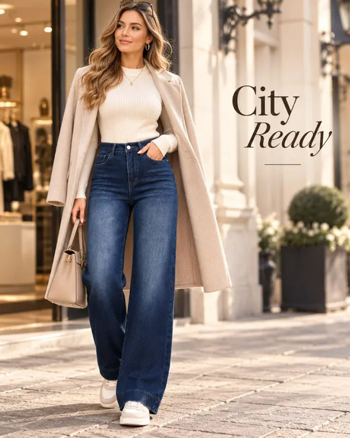 Women's Fleece-Lined Wide-Leg Jeans