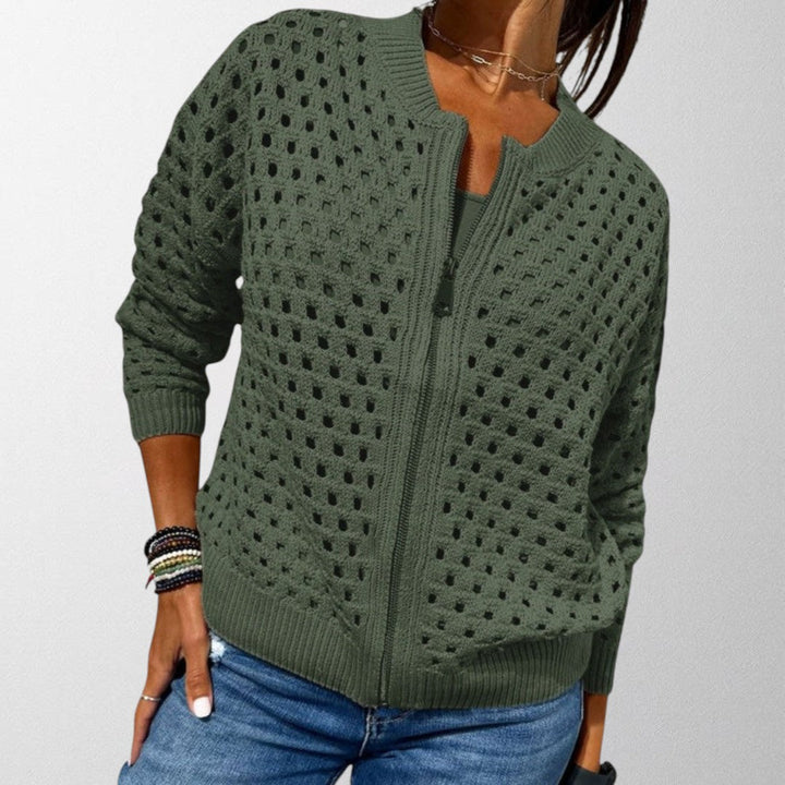Women's Knitted Zip-Up Cardigan
