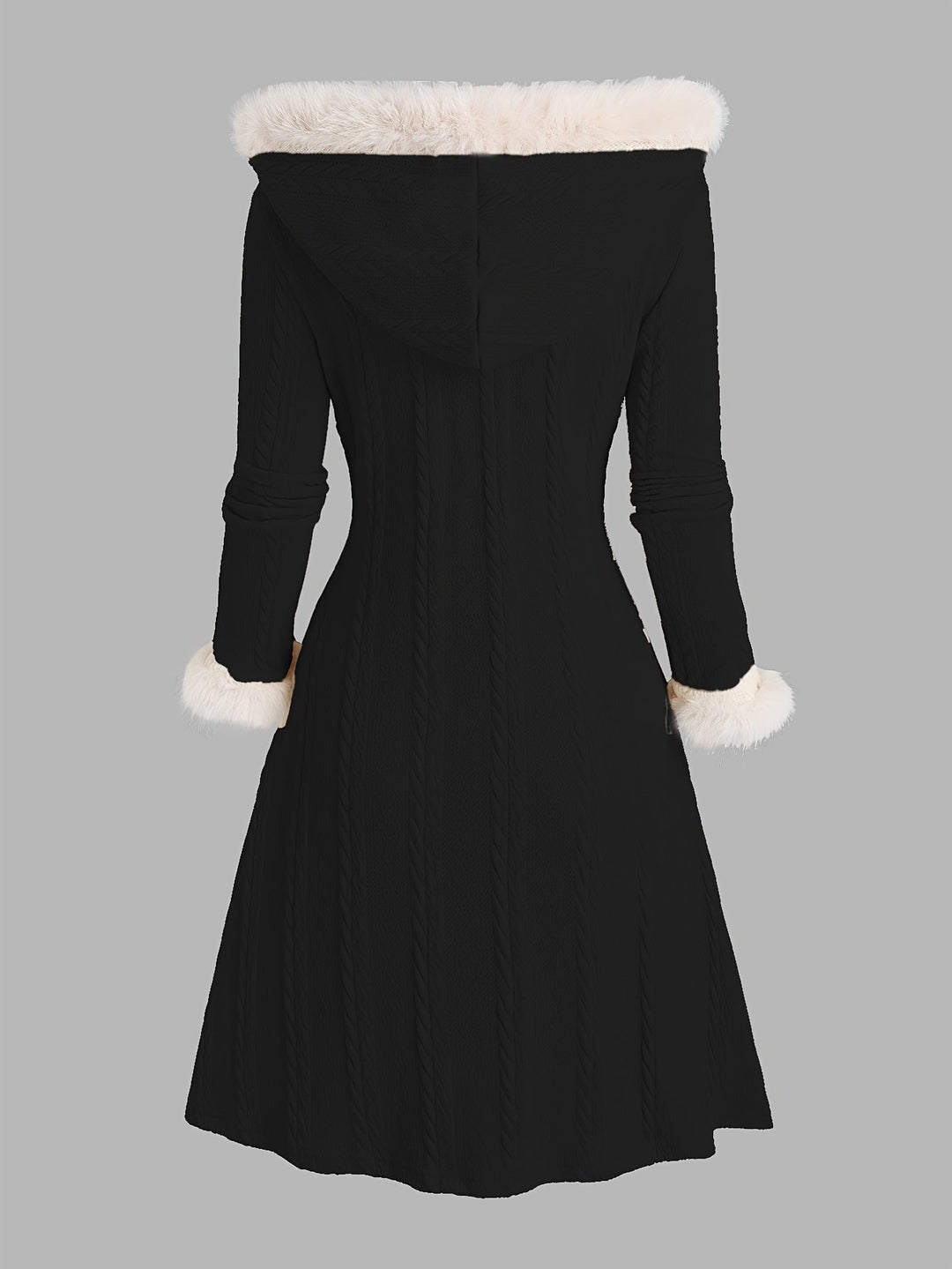 Women's Fur-Trimmed Hooded Longline Coat