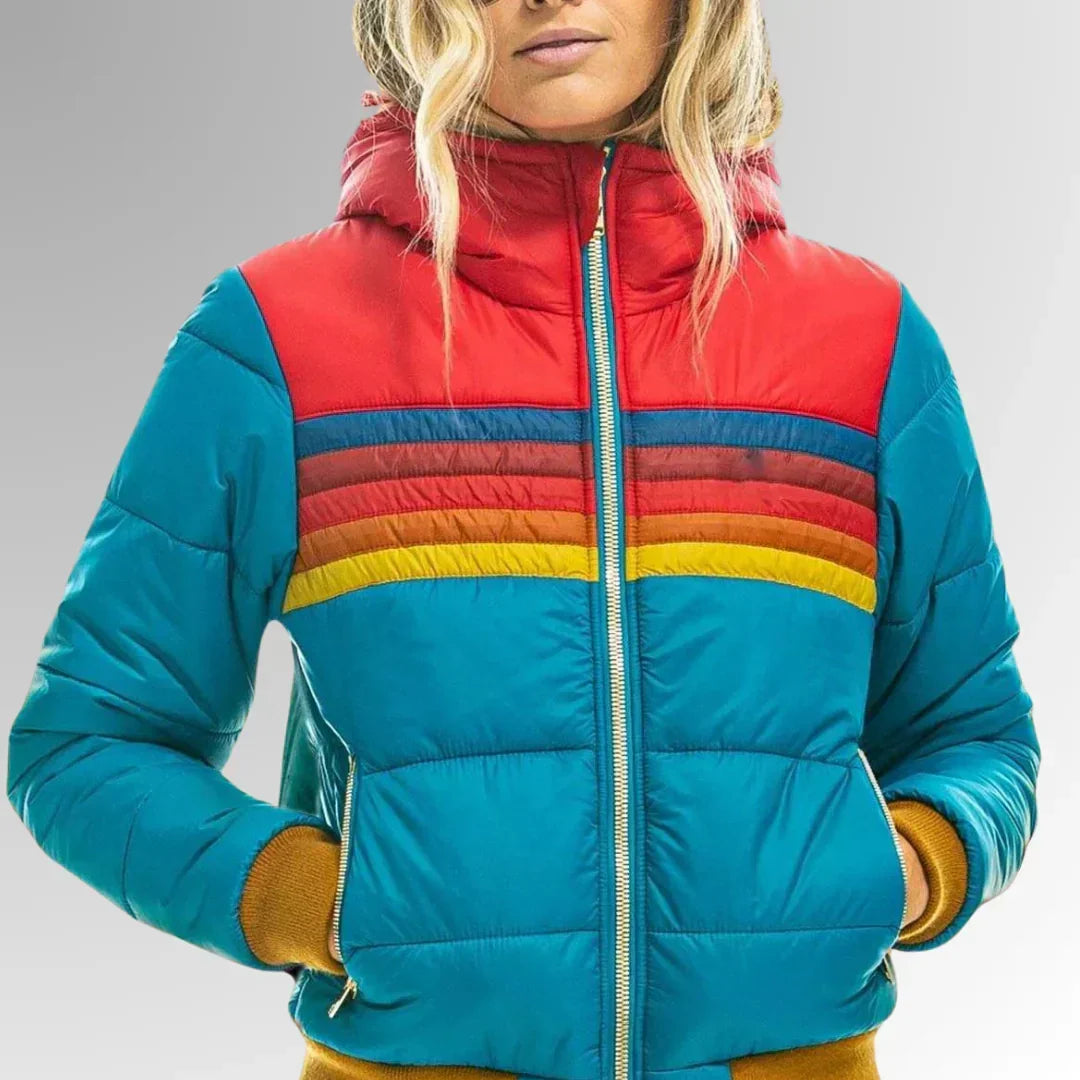 Women's Retro Striped Puffer Jacket