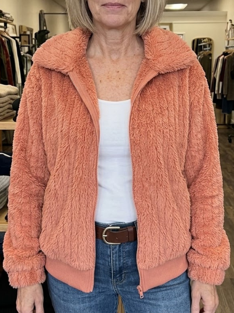 Elodie - Textured Fleece Zip-Up Jacket
