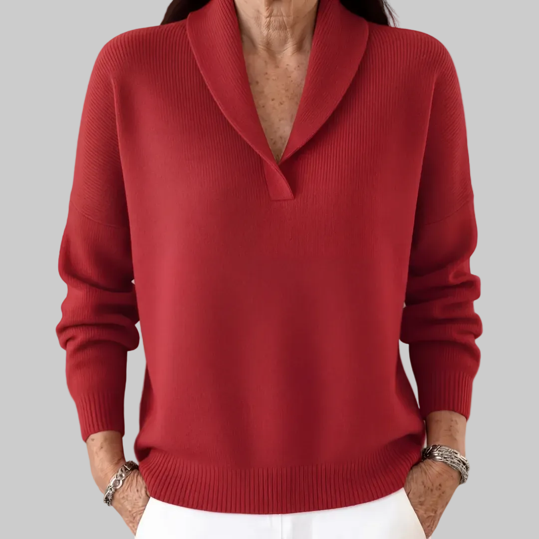 Relaxed Knit Jumper with Shawl Collar