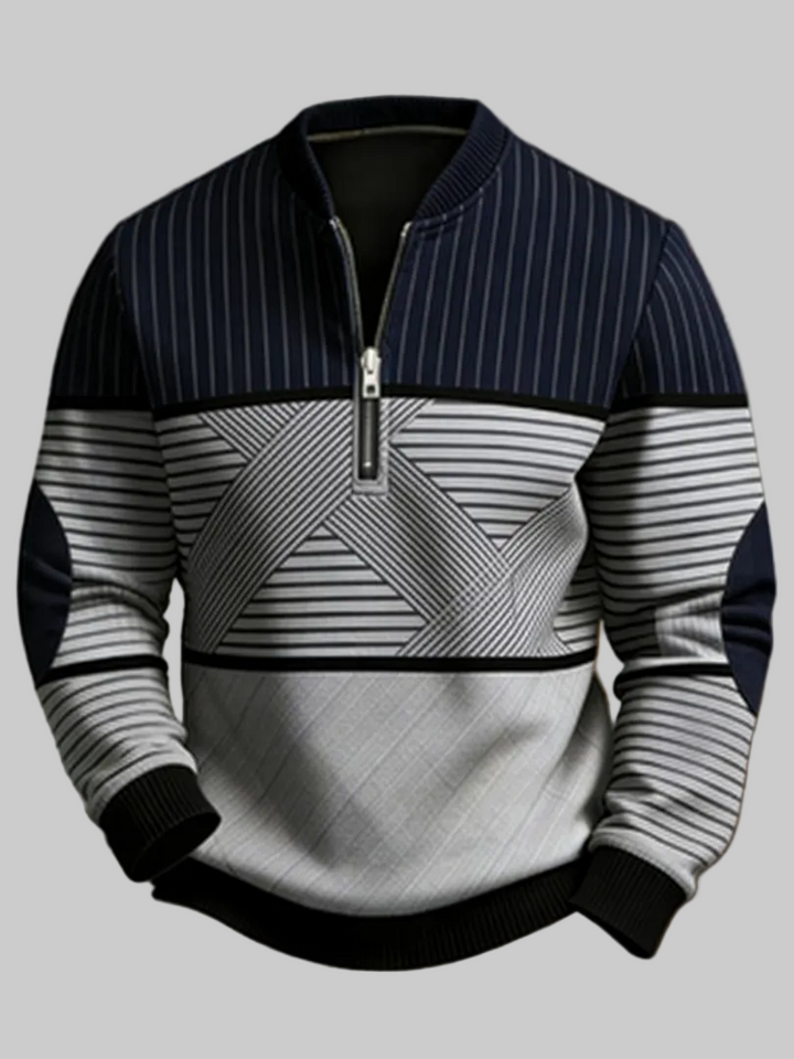 Men's Half-Zip Sweater with Geometric Pattern