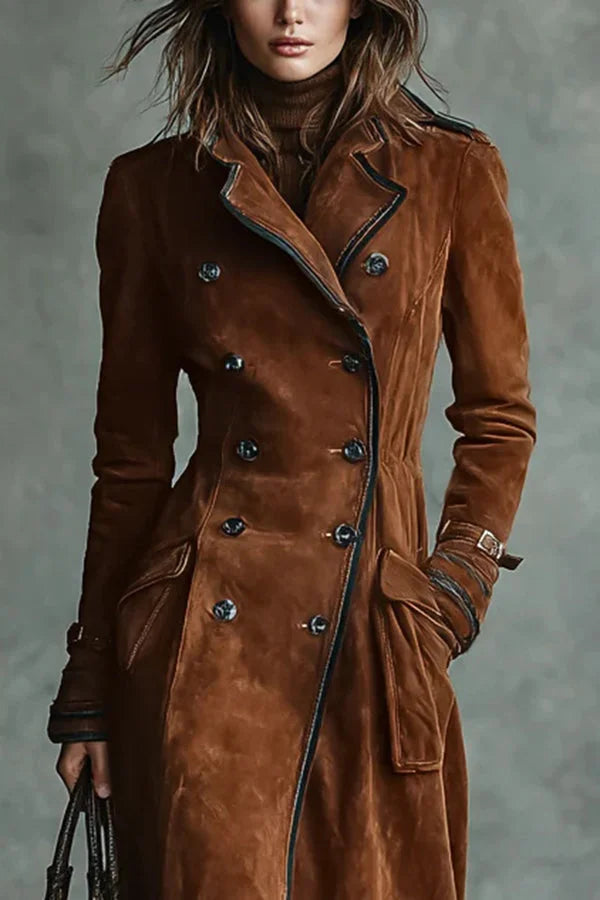 Women's Lapel Collar Midi Trench Coat