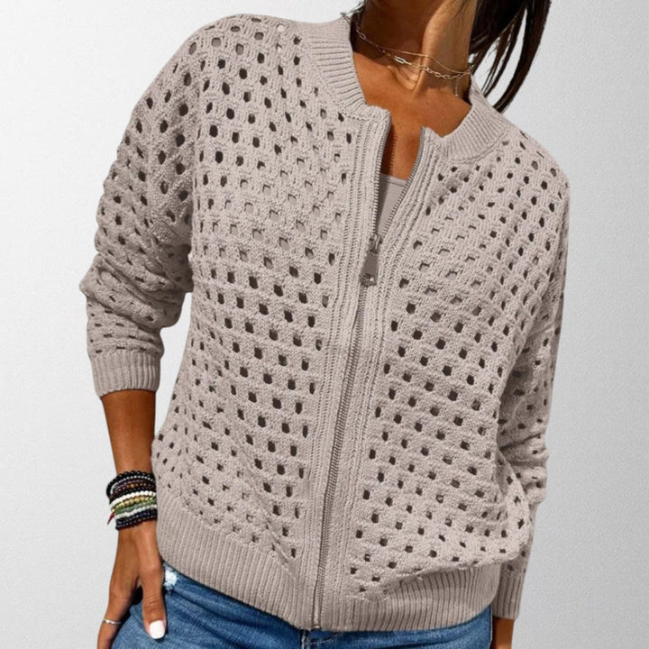 Women's Knitted Zip-Up Cardigan