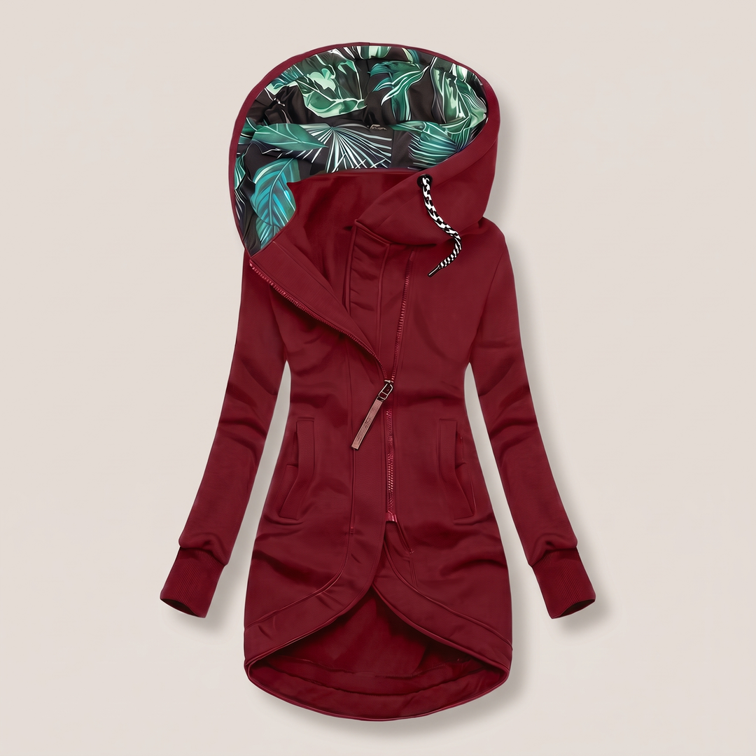 Women's Hooded Zip-Front Winter Parka - Red