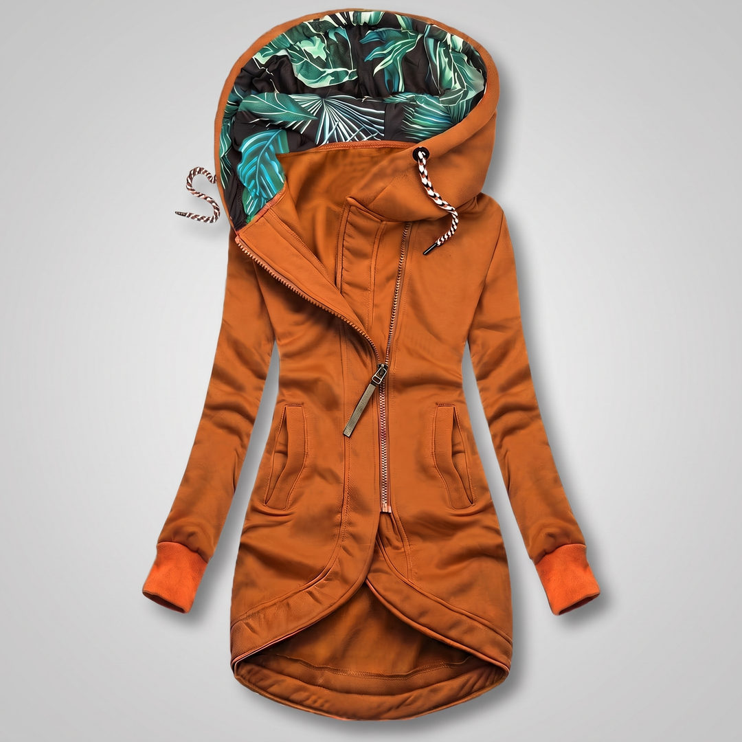 Women's Hooded Zip-Front Winter Parka - Orange