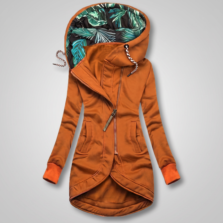 Women's Hooded Zip-Front Winter Parka - Orange
