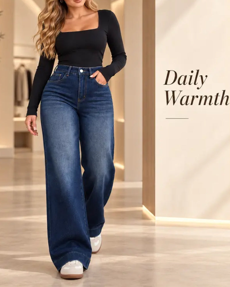 Women's Fleece-Lined Wide-Leg Jeans
