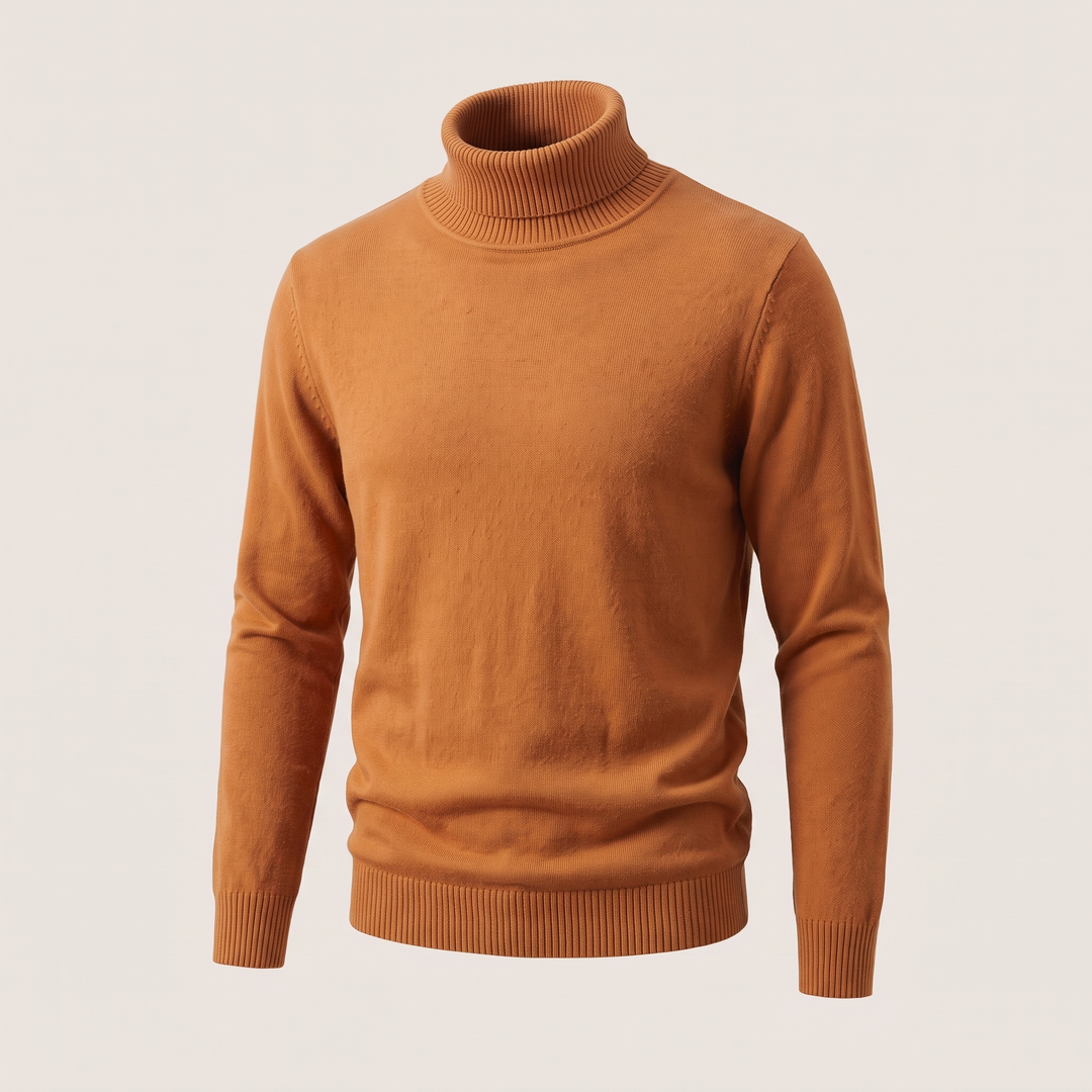 Women's Cashmere Roll Neck Jumper - Orange