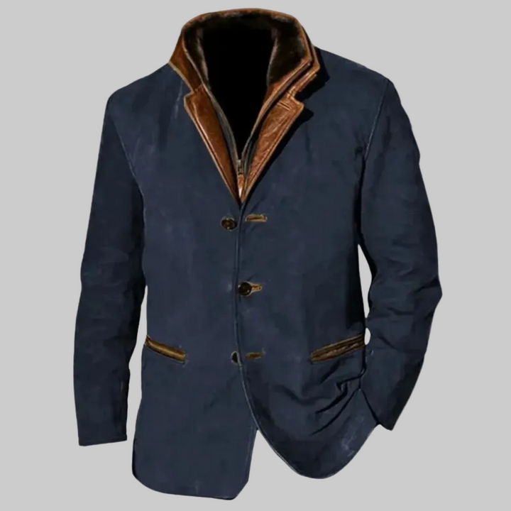 Relaxed Fit Vintage Jacket with Leather-Effect Details