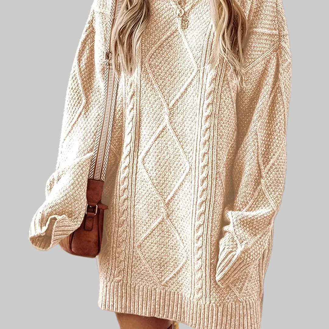 Cable Knit Long Sleeve Jumper Dress