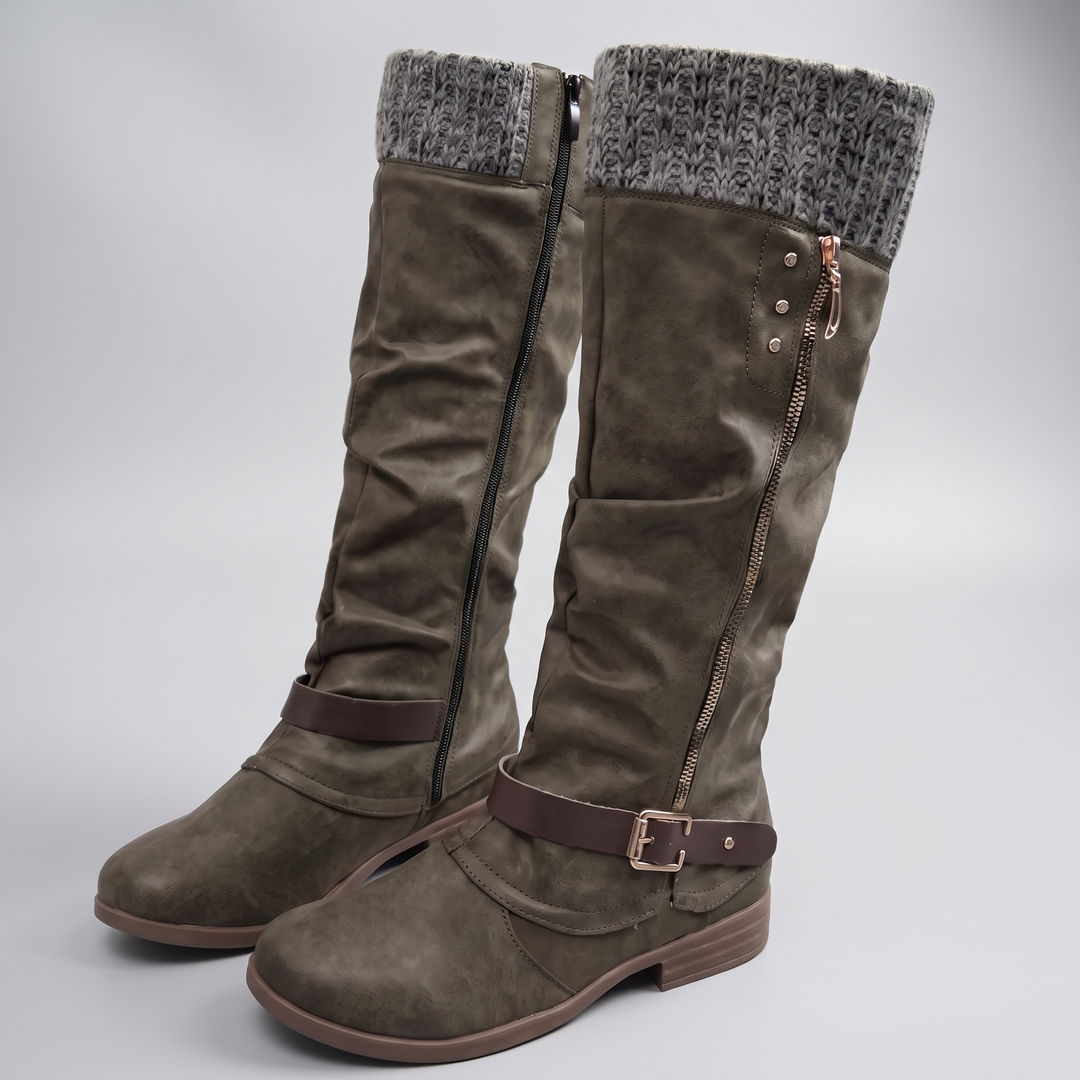 Women's Knit Cuff Knee High Boots - Matcha Green