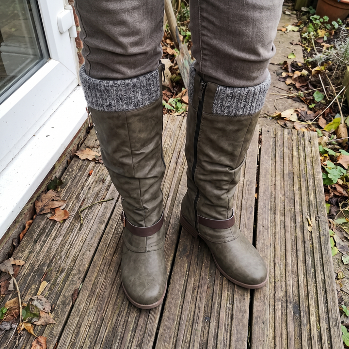 Women's Knit Cuff Knee High Boots