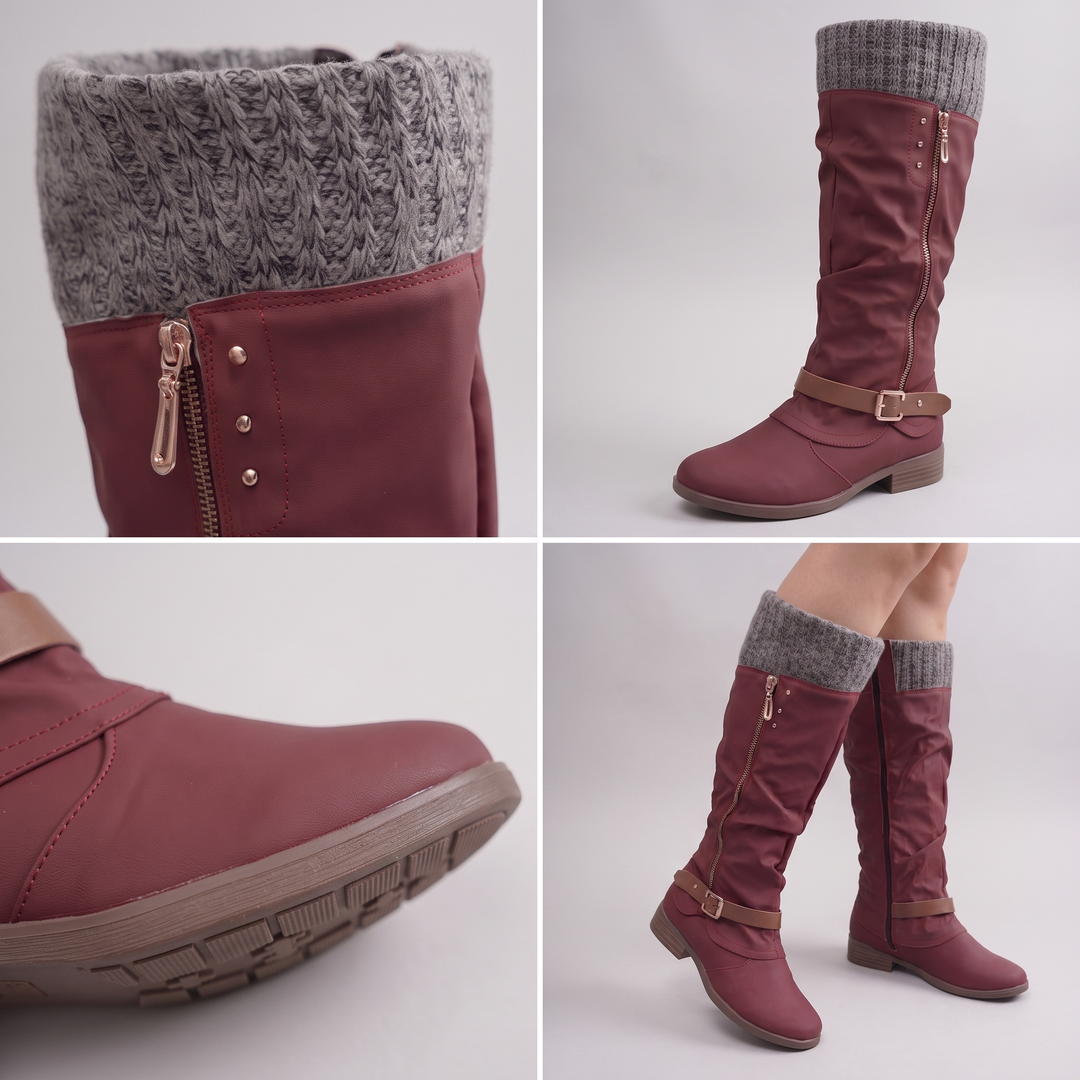 Women's Knit Cuff Knee High Boots