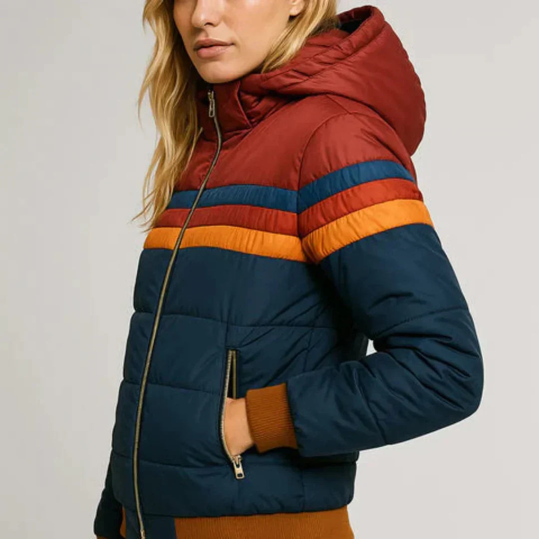 Women's Retro Striped Puffer Jacket