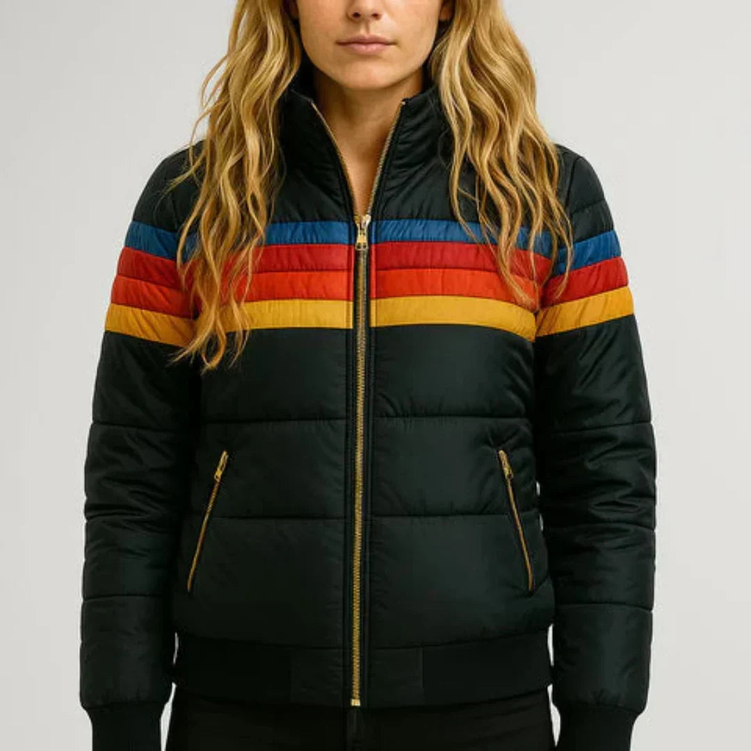 Women's Retro Striped Puffer Jacket