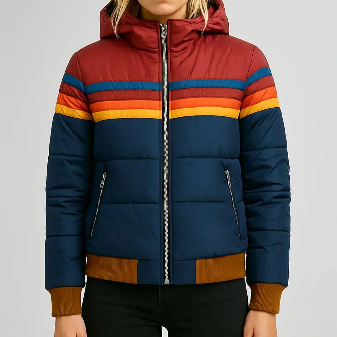 Women's Retro Striped Puffer Jacket