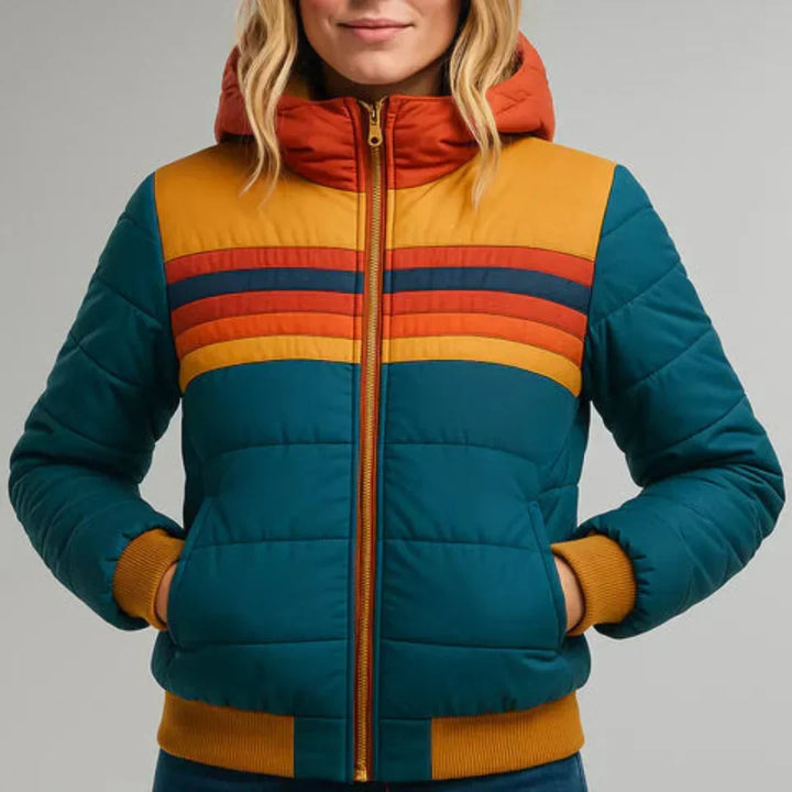 Women's Retro Striped Puffer Jacket