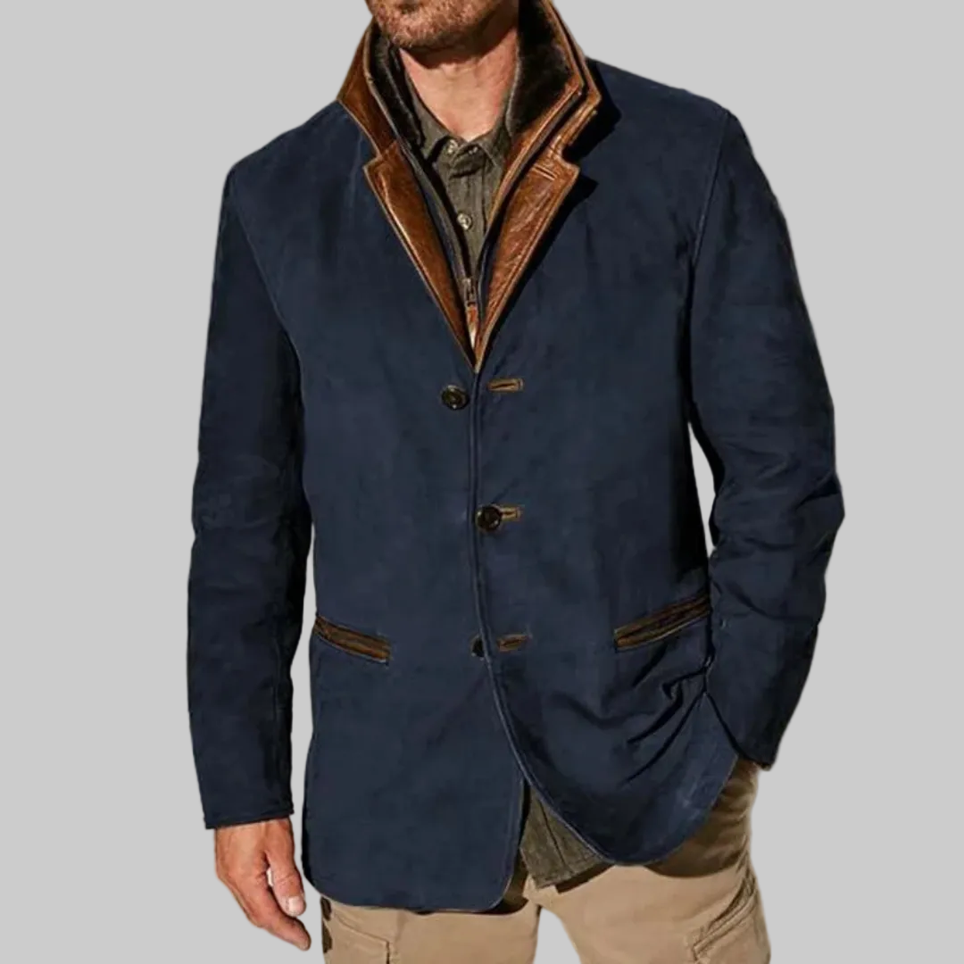 Relaxed Fit Vintage Jacket with Leather-Effect Details