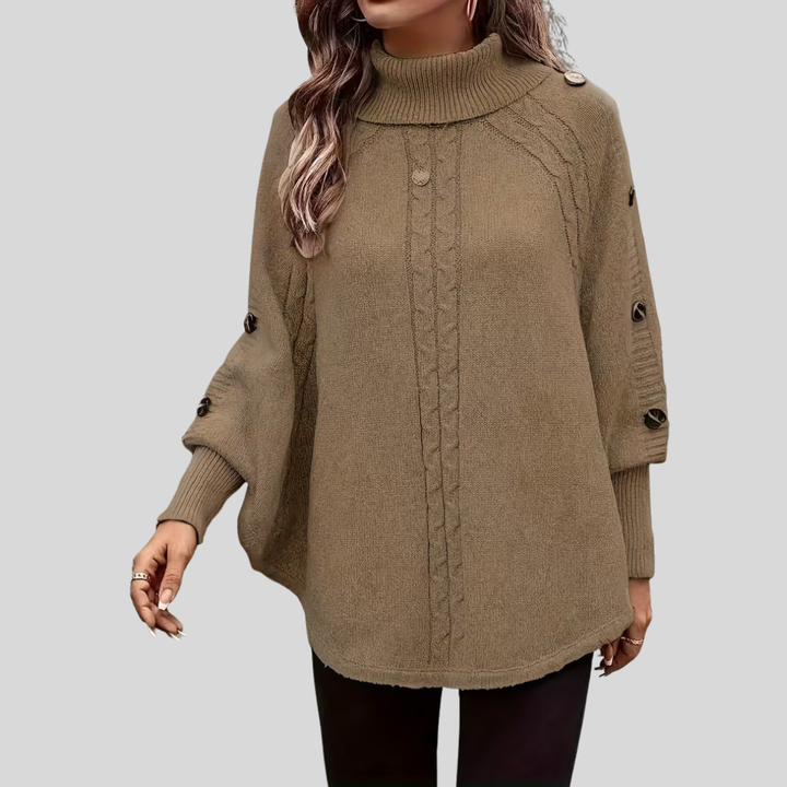 Women's Oversized Cable-Knit High-Neck Jumper
