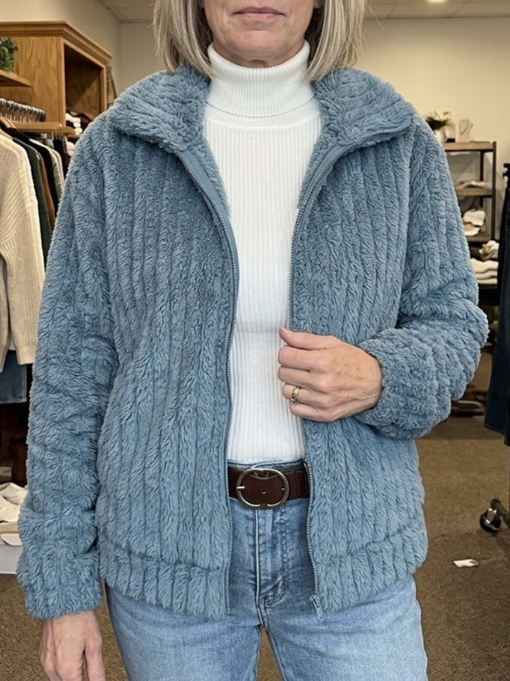 Elodie - Textured Fleece Zip-Up Jacket