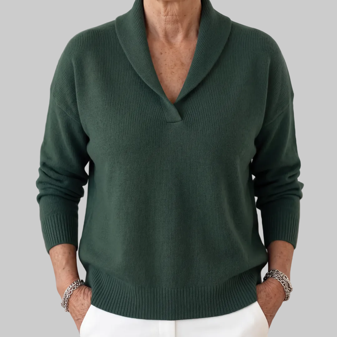 Relaxed Knit Jumper with Shawl Collar