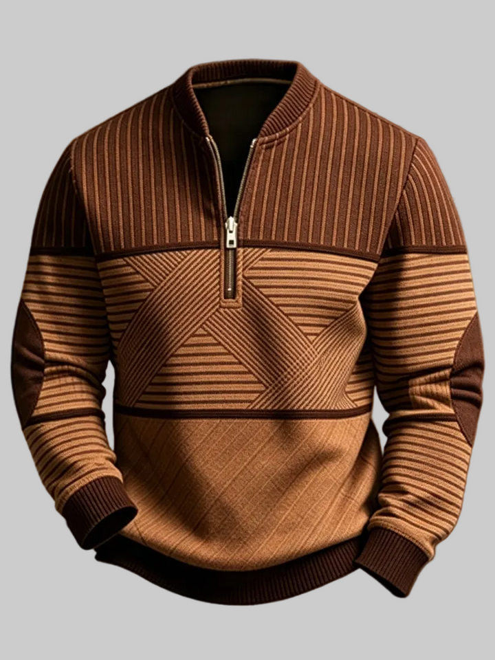 Men's Half-Zip Sweater with Geometric Pattern