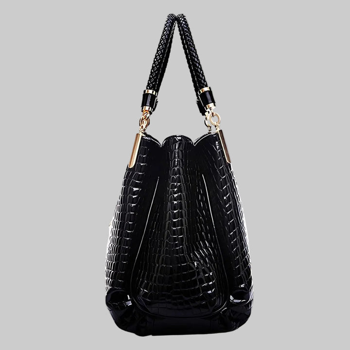 Croc-Effect Shoulder Bag with Top Handle