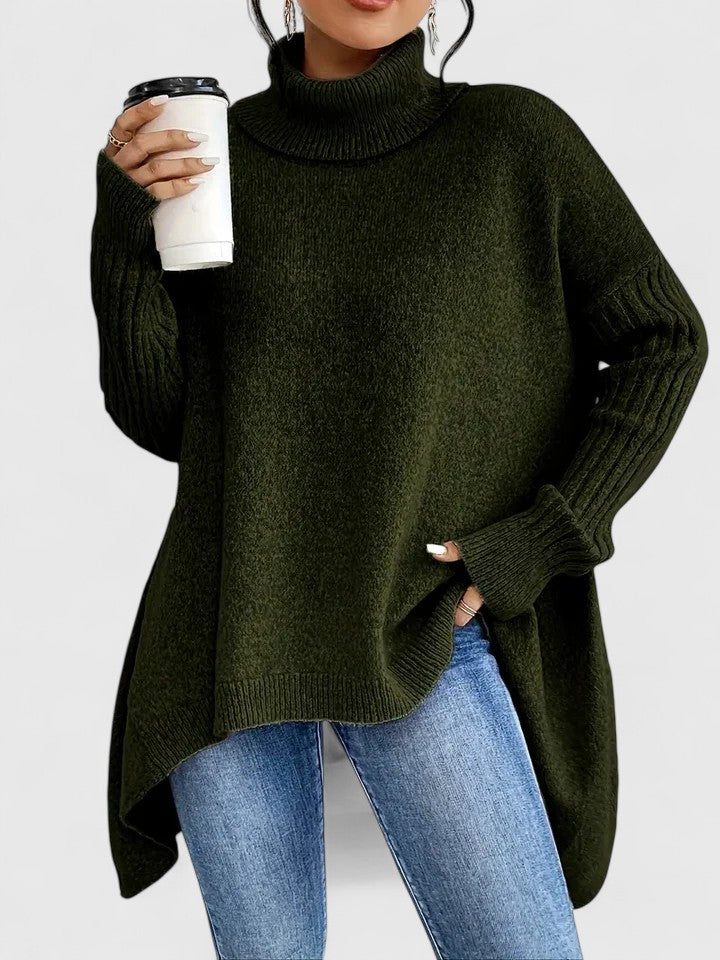 Women's Soft Turtleneck Knit Jumper - Green
