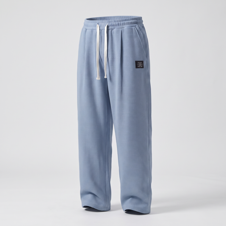 Women's Textured Relaxed Fit Drawstring Trousers - Sky Blue